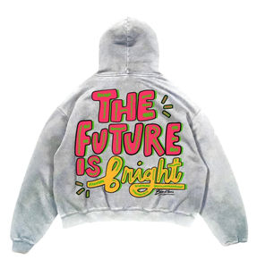 Sudadera con capucha de algodón de punto personalizada para hombre, estilo streetwear, oversize, con patrón de letras bordadas, ideal para invierno, venta al por mayor - Product Image 2