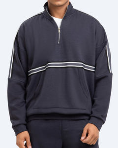 Chándal de ropa de calle de invierno para hombre de poliéster 100%, nuevo diseño, sudadera y pantalón con media cremallera de 2 piezas para clima frío - Product Image 4