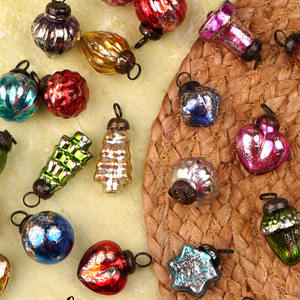 Ornements de Noël en verre vintage en vrac fabriqués à la main de style antique pour décoration de vacances décorations d'arbre rétro en gros - Product Image 2