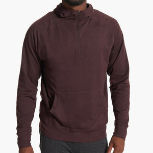 Sweat à capuche demi-zip pour hommes sweats à capuche en bambou pour hommes sweats personnalisés avec capuche en coton biologique Jersey pull à capuche pour hommes - Product Image 4
