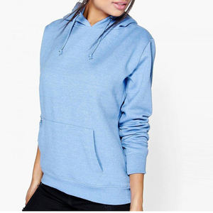 Sudadera con capucha de material suave personalizada a granel para mujer con cremallera, Jersey, sudadera por encima, sudaderas con capucha de algodón transpirable de lana azul - Product Image 2