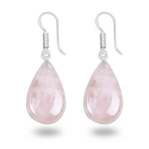 925 Sterling Silver Fine Clip-on <b>Earrings</b> Natural Rose Quartz <b>Crystal</b> Pair Set Different Style Healing <b>Crystal</b> Jewelry - Product Image 5