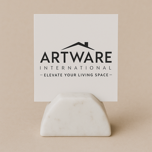 Portatarjetas de visita de mármol blanco único, forma de semiarco para exhibición de escritorio moderno, soporte de marca, decoración de nombre de oficina, piedra Premium - Product Image 2