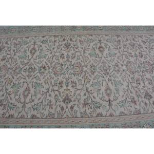 Alfombra de lana turca Vintage clásica Beige verde 4ft9in X 8ft8in diseño Aubusson grande Patchwork para sala de estar con respaldo de látex - Product Image 5