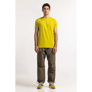T-shirt en jersey léger à manches courtes en coton 100% écologique, motif uni, style streetwear Golden Sand Longline, OEM ODM - Product Image 2