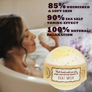 Bomba de Baño de Leche de Cabra, Cuidado Suave de la Piel, Hidratante y Calmante, Producto Natural Hecho a Mano en Letonia, UE, Marca Privada, Venta al Por Mayor - Product Image 1