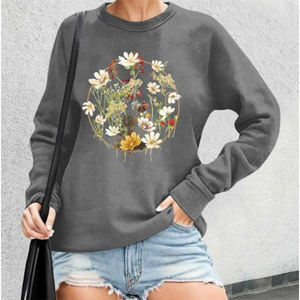 Jersey liso de gran tamaño de algodón 100% de alta calidad para mujer sudadera bordada para invierno - Product Image 3