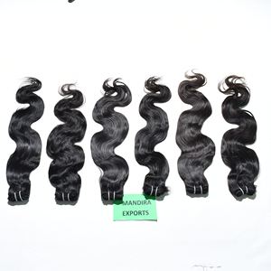 Extensiones de cabello humano Remy virgen, cabello humano barato, color negro natural, ondulado, mechones largos - Product Image 6