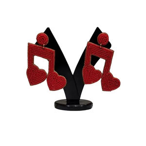 Boucles d'oreilles indiennes faites à la main pour la Saint-Valentin Design de perles de rocaille à la mode Unique et romantique pour célébrer l'amour - Product Image 5