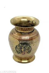 Florero de latón antiguo multicolor, florero de maceta de latón, florero decorativo de flor de latón hermoso - Product Image 6