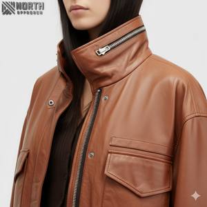 Chaquetas transpirables de cuero genuino para mujer de punto de invierno de alta calidad al por mayor 2025 servicio OEM personalizado - Product Image 4