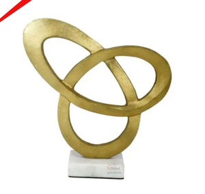 Nouvelle sculpture décorative en acier inoxydable en métal fini doré de conception tendance avec base pour salon - Product Image 4