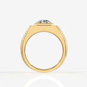 Anillo de Compromiso Único para Hombre en Oro de 18K con Diamante Moissanite Corte Portugués, Joyería Exclusiva - Product Image 5
