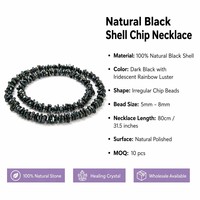 Collier ras du cou classique en perles de coquillages noirs naturels, chaîne en argent, bijoux en pierres foncées, vente en gros, cadeau pour femmes