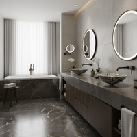 Lavabo de table rond ovale en métal d'art gris de luxe pour toilettes publiques salle de bains familiale hôtel vanité évier fournisseur fabricant
