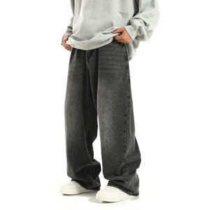 Jean baggy streetwear délavé et déchiré, nouveau style, coupe empilée, jean décontracté à jambe large pour homme, pantalon en denim ample - Product Image 4