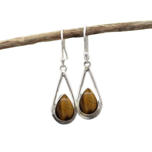Tiger Eye Gemstone 925 Pendientes colgantes de plata de ley sólida hechos a mano para mujeres y niñas El mejor diseño para boda Joyería fina - Product Image 1