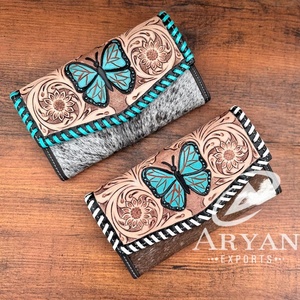 Hermoso diseñador, embrague tallado a mano, billetera de piel de vaca de Color turquesa, múltiples usos, diseño único, gran oferta de embrague - Product Image 1