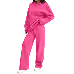 Conjuntos Deportivos Holgados de Moda Urbana para Mujer al por Mayor, Conjuntos Deportivos Transpirables de Algodón y Felpa con Hombros Caídos para Mujer - Product Image 6