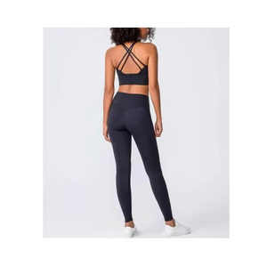 Ropa Deportiva Antibacteriana de Alta Calidad, Conjunto de Yoga de 2 Piezas para Mujer, Talla Grande, Color Sólido, Spandex/Nailon, Ropa de Fitness para Verano - Product Image 4