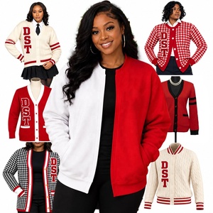 Cardigan bicolore DST |   Veste de sororité brodée DST, cardigan universitaire de sororité, personnalisable à votre façon - Product Image 1