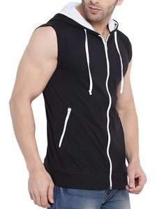 Wholesale Custom Logo Winter Knitted Unisex Men Women <b>Sleeveless</b> 280GSM 100% Cotton Anti-Pilling Breathable <b>Hoodies</b> Pullover - Product Image 2