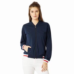 Chaqueta Bomber larga personalizada para mujer Color sólido Cuello redondo Cremallera Relleno de algodón transpirable Diseño teñido liso de moda-Alta calidad - Product Image 1