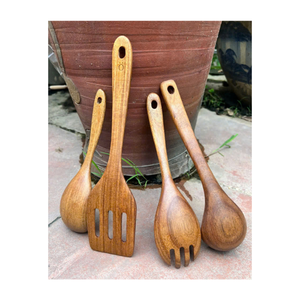 <b>Wood</b> <b>Spoon</b> Set with Fork and Spatula - Eco Friendly Disposable Cutlery for Catering and Restaurant Supplies - Product Image 4