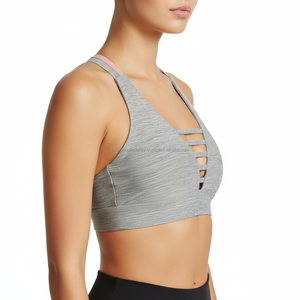 Top Deportivo con Tirantes Delanteros, Color Gris Jaspeado, para Yoga, Transpirable, Acolchado, Sin Mangas, para Mujer, de Alta Elasticidad, Ropa Deportiva Activa - Product Image 2