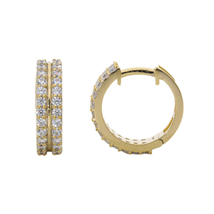 ต่างหูห่วงทองชุบโรเดียม14K สำหรับผู้หญิงห่วงกลมเพชรสวยงามหรูหรา - Product Image 3