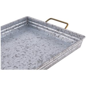 Amazing Design Metal Rustic Galvanized Serving <b>Tray</b> with Metal Handles Perfect to Serve Food and <b>Drinks</b> for Parties - Product Image 3