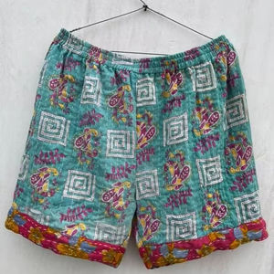 Hot New Vintage Taille Haute Femmes Shorts À La Main Coton Kantha avec Broderie Respirant pour La Saison Du Printemps - Product Image 1