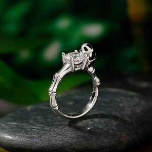 Jeulia Hug Me Cute Panda <b>Ring</b>-round Cut Sterling Silver with Zircon Adjustable Opening Design - Product Image 6