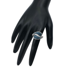 Anillo de Plata de Ley 925 con Diamante Azul Blanco Natural en Forma de Domo, Cierre de Solapa, para Compromiso o Boda - Product Image 5