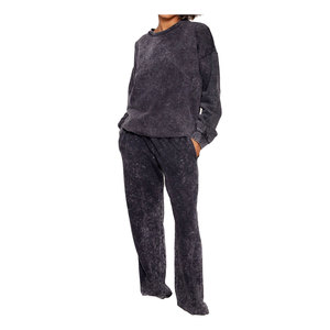 <b>Women</b> Distressed Heavy <b>Weight</b> Plus Size Ladies Tracksuits French Terry 100% Cotton Acid Wash <b>Women</b> Tracksuits - Product Image 1