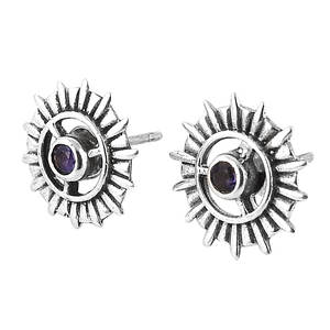 Pendiente de tuerca de piedras preciosas de corte amatista Simple para mujer, joyería al por mayor, joyería de plata de ley 925, joyería de regalo hecha a mano - Product Image 1