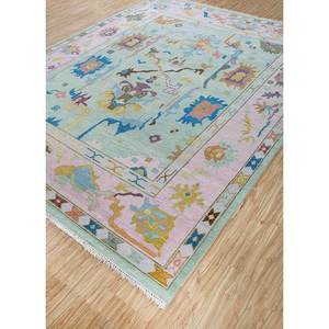 Tapis en laine noué à la main Cyanna Green, rectangulaire 9x12, pour la décoration de la maison, du salon ou du couloir, motif original - Product Image 2