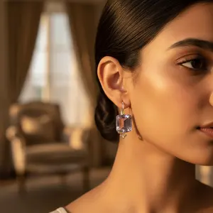 Boucles d'oreilles pendantes en argent et améthyste pour femmes, bijoux élégants en pierres précieuses - Product Image 3