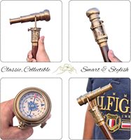 Canne télescope artisanale en laiton poli antique de 39 pouces, design de jumelles rétractables à 3 sections, fonctionnelle et optique