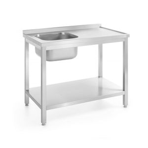 Mesa de Cocina con Fregadero Izquierdo y Estante HENDI Profi Line, 1000x700x(H)850 mm, Profundidad 700 mm - Product Image 1