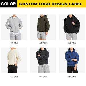 Sweat à capuche unisexe en polyester/coton, personnalisable avec logo brodé, épais, coupe oversize, vierge, haute qualité, motif dessin animé, automne - Product Image 2
