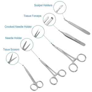 Kit de práctica de sutura para estudiantes de Enfermería Médica y veterinaria, Kits de puntadas quirúrgicas manuales con tijeras quirúrgicas, Kits de cirugía - Product Image 3