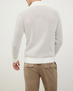 เสื้อโปโลเข้ารูปสำหรับผู้ชายผ้าฝ้ายสีเทาอ่อนระบายอากาศได้ดีมีซิป/กระดุมมี100% - Product Image 2