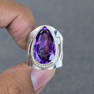 Precio al por mayor, anillo de moda hecho a mano de Latón chapado en plata 925, joyería de piedras preciosas de amatista ovalada de alta calidad, fiesta de boda para mujer - Product Image 2