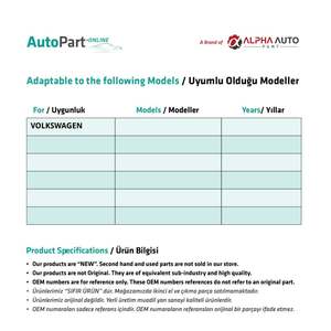 Kit de réparation de serrure pour Volkswagen (expédition depuis le fabricant turc) Code de produit: FD113045 - Product Image 2