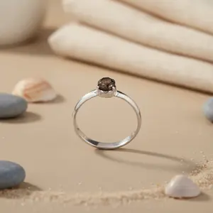 925 Silver Smoky Quartz <b>Statement</b> <b>Ring</b> for Women Handmade Boho Fine Jewelry with Rhodium Plating Topaz Gemstone <b>Ring</b> - Product Image 2