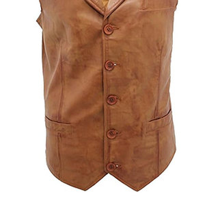 Produit le plus vendu Gilet en cuir PU pour hommes dans un style différent pour les hommes Gilet en cuir de couleur unie pour l'extérieur - Product Image 3