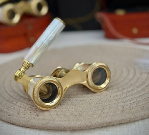 El mejor precio, gafas de ópera de latón Vintage personalizadas, mango extensible, accesorios de latón perla Madre, Funda de cuero para uso en exteriores - Product Image 4