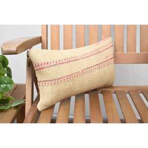 Beige Kilim Patchwork Wool Pillow 8x16 Inch Eco-Friendly Non-Slip Decorative <b>Cushion</b> Vintage <b>Fluffy</b> Leaves Pattern Removable - Product Image 2