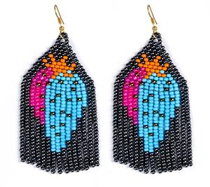 Pendientes bordados a mano de la India con cuentas de semillas, multicolor, para mujer, artesanía de bordado. - Product Image 4